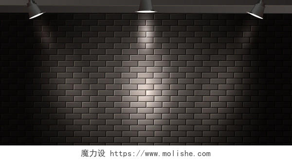 黑色光效砖墙纹理矢量展板背景